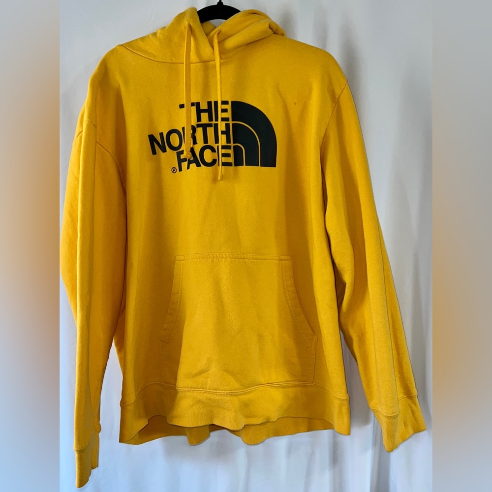 North Face Yellow Black Logo Hoodie